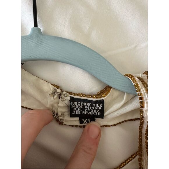 Vintage silk bead sequin long sleeve XL - Picture 11 of 13